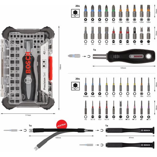 Bosch Precision Screwdriver Mixed Bit Set 43 Piece