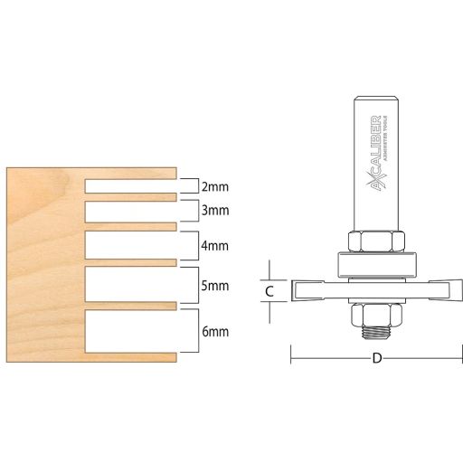 Axcaliber 2mm 2 Wing Slot Router Cutter